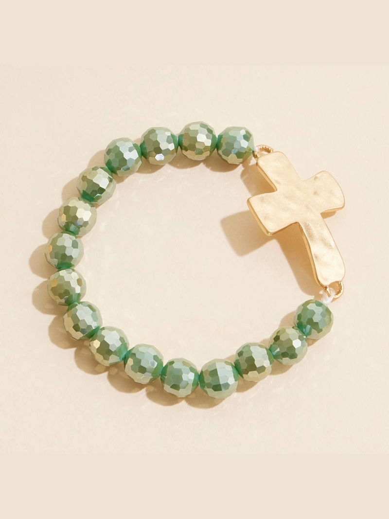 Large Cross Beaded Glass Bracelets
