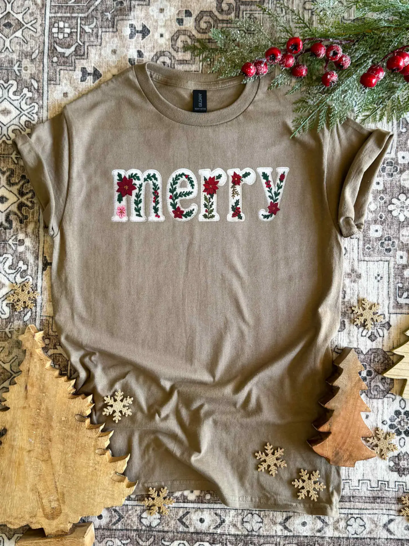 Tan Merry Graphic Tee