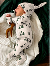 White with Green Forest Trees Zip Onesie