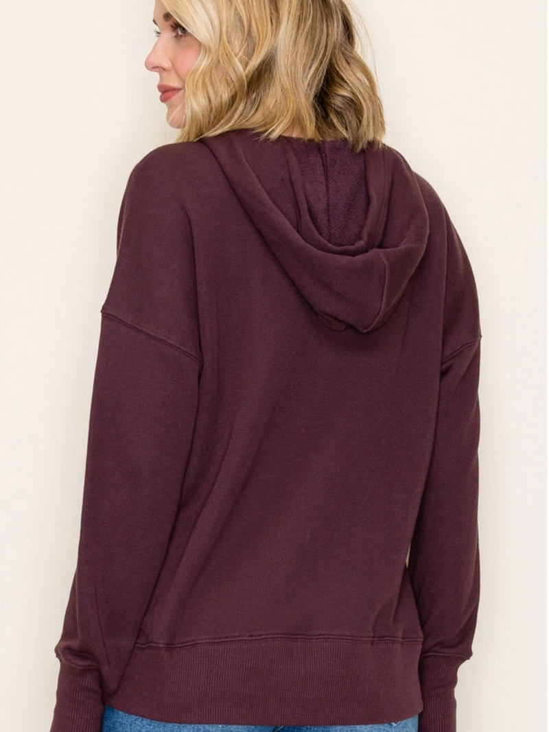 Dark Plum Kangaroo Pocket Hoodie