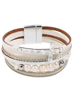 Boho Pearl Leather Wrap Bracelet With Magnetic Clasp (Online Exclusive)