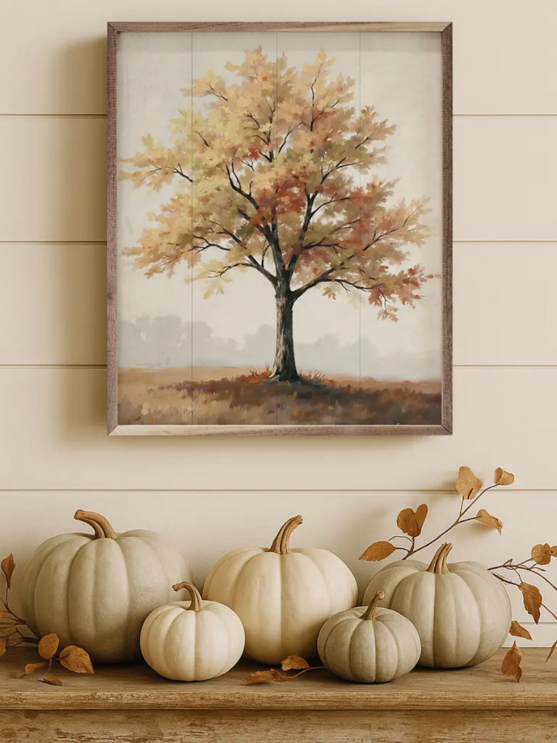 Autumn Tree on Hill Sign 8 x 10