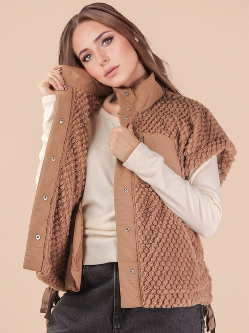Mocha Soft Textured Woven Vest
