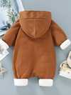 Brown Waffle Jumpsuit with Lined Hood