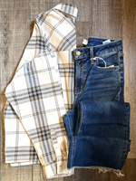 Khaki Plaid Long Sleeve Button Up