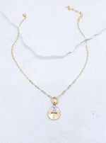 Worn Gold Coin Pendant on Paperclip Chain