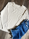 Cream Crewneck Ribbed Long Sleeve