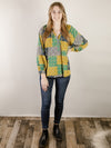 Navy Mix Patchwork Blouse