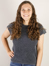 Navy Washed Short Sleeve Sweater