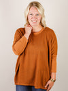 Rust Knit Waffle with Solid Cuff Tunic