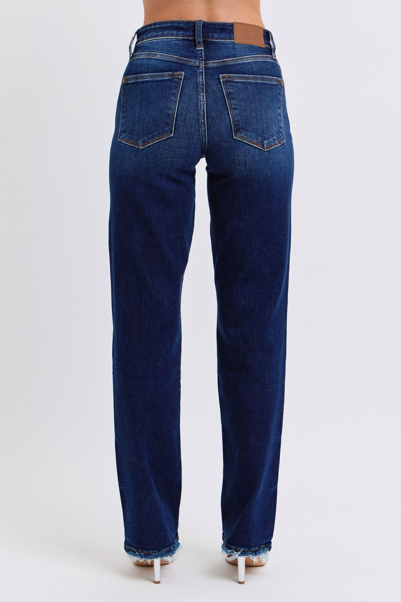 Judy Blue Raw Hem Straight Leg Jeans (Online Exclusive)