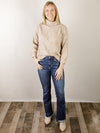 Beige Ribbed Turtleneck Top