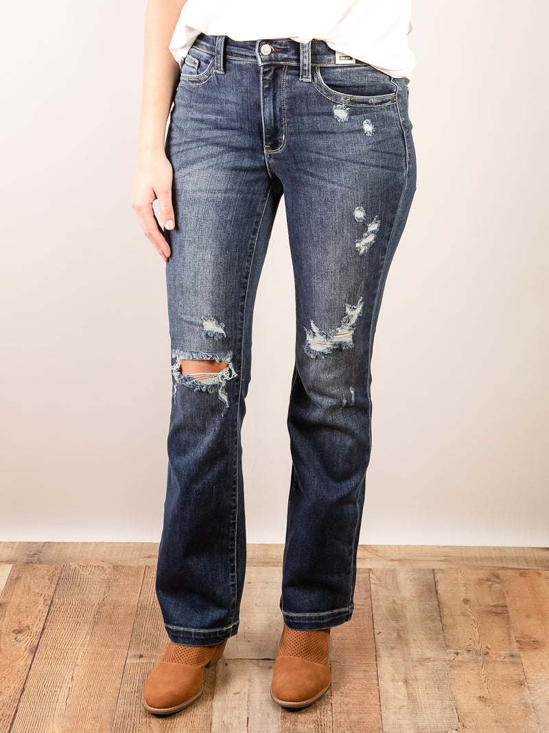 Judy Blue Mid-Rise Hand Sand Destroyed Bootcut