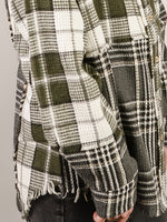 Ivory with Olive Mixed Plaid Shacket