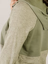 Sage Ribbed and Fleece Hooded Sweatshirt