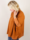 Rust Knit Waffle with Solid Cuff Tunic
