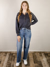 Dark Denim Contrast Stitch Henley Top