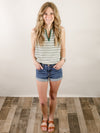Off-White and Green Striped Tank