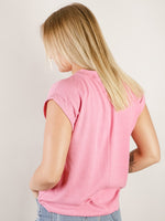 Hot Pink Thermal V-neck Short Sleeve