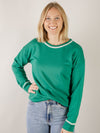 Kelly Green Blanket Stitched Sweatshirt