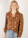 Brown Floral Print Blouse