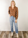 Brown Floral Print Blouse