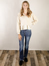 Layered Ruffled Botton Beige Sweatshirt