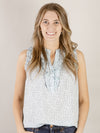 Light Blue Ditzy Floral Sleeveless Blouse