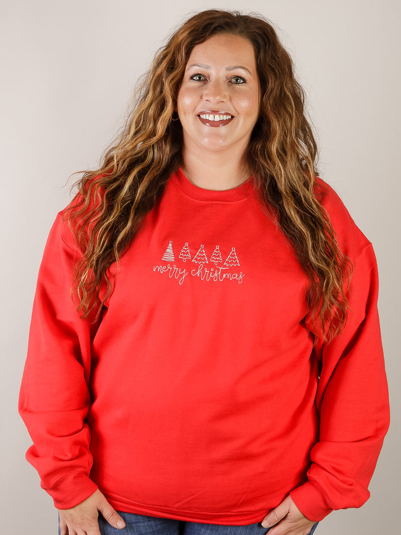 Red Merry Christmas Embroidered Sweatshirt