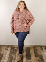 Curvy Rust Leopard Print Hooded Top