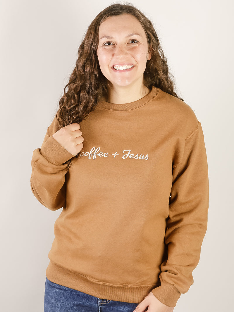 Coffee and Jesus Embroidered Sweatshirt