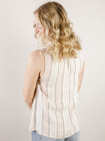 Pink and Natural Vertical Striped Sleeveless Top