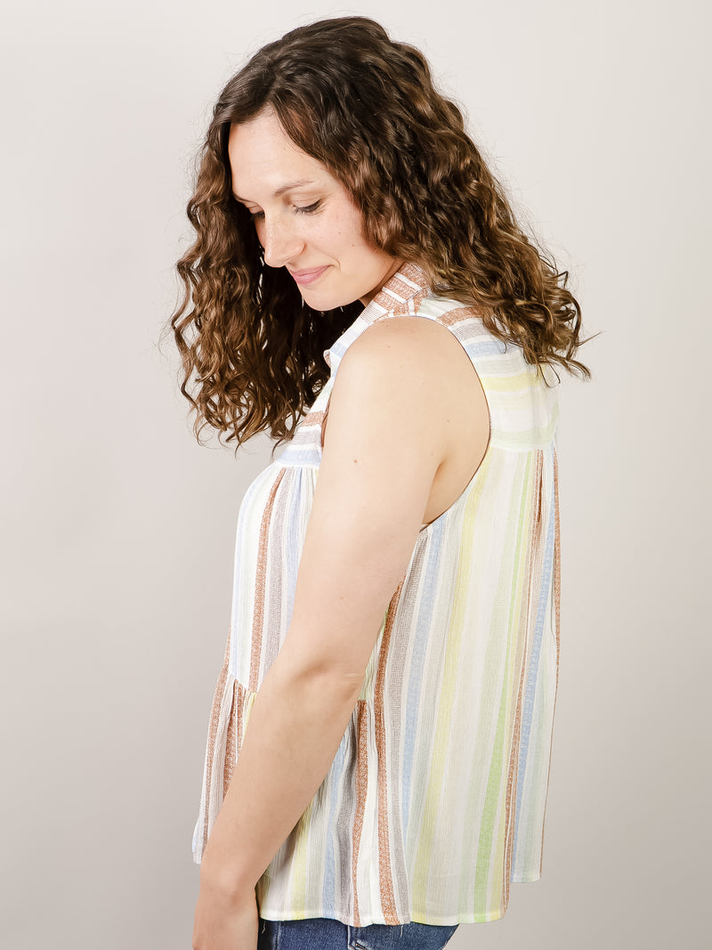 Multi-Color Striped Sleeveless Top