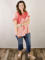 Curvy Red Embroidered Blouse