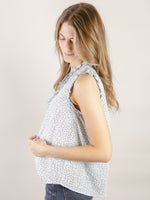 Light Blue Ditzy Floral Sleeveless Blouse