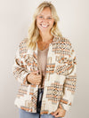 Cream with Rust Aztec Print Shacket