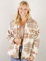 Cream with Rust Aztec Print Shacket