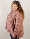 Curvy Rust Leopard Print Hooded Top