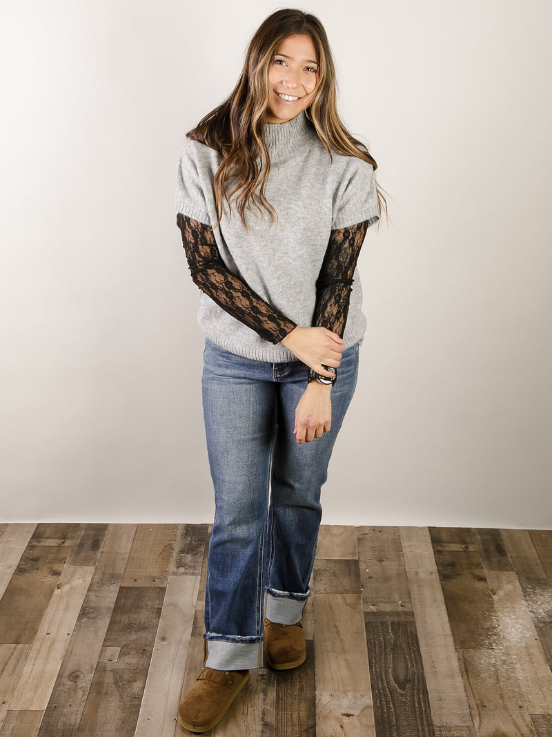 Heather Grey High Neck Sweater Vest