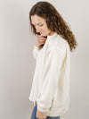 Oatmeal Split Neck Exposed Seam Top