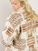 Cream with Rust Aztec Print Shacket