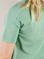 Sage V-Neck Short Sleeve Sweater