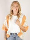 Apricot Ditsy Floral Color Block Tee