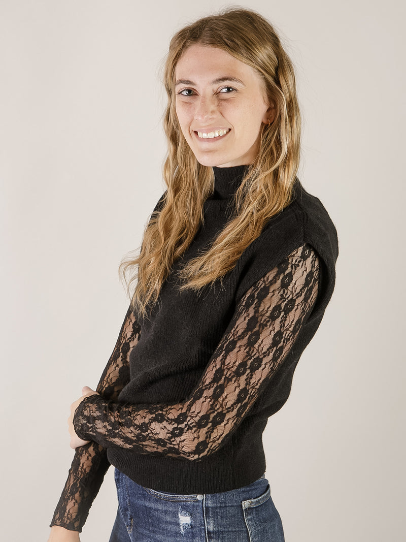 Black Sweater Vest Top