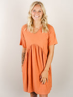 Pumpkin Swiss Dot Short Sleeve Dress