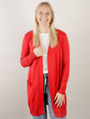 Red Long Sleeve Basic Sweater Cardigan