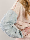 Washed Rose Sweatshirt with Denim Sleeve