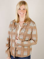 Seafoam Checkered Sweater Jacket