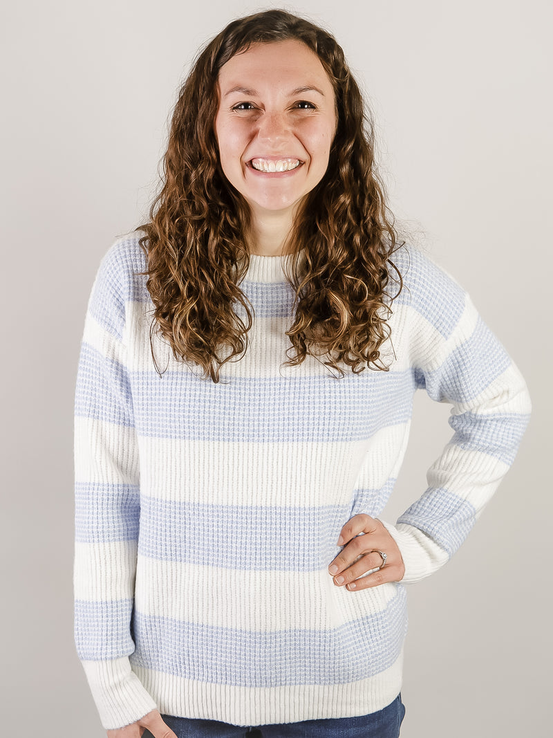 Chambray and White Striped Sweater