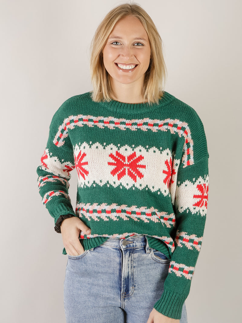 Green Christmas Snowflake Sweater
